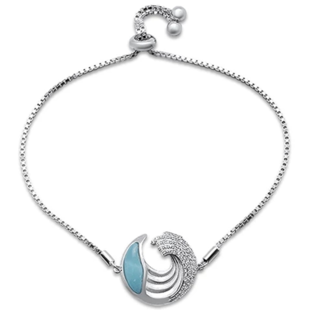 natural larimar.925 sterling silver bracelet